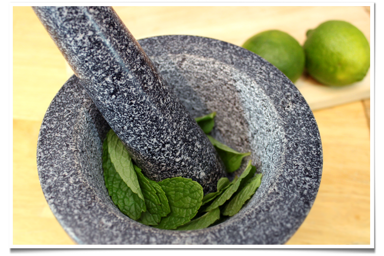 Mint in Mortar Pestle